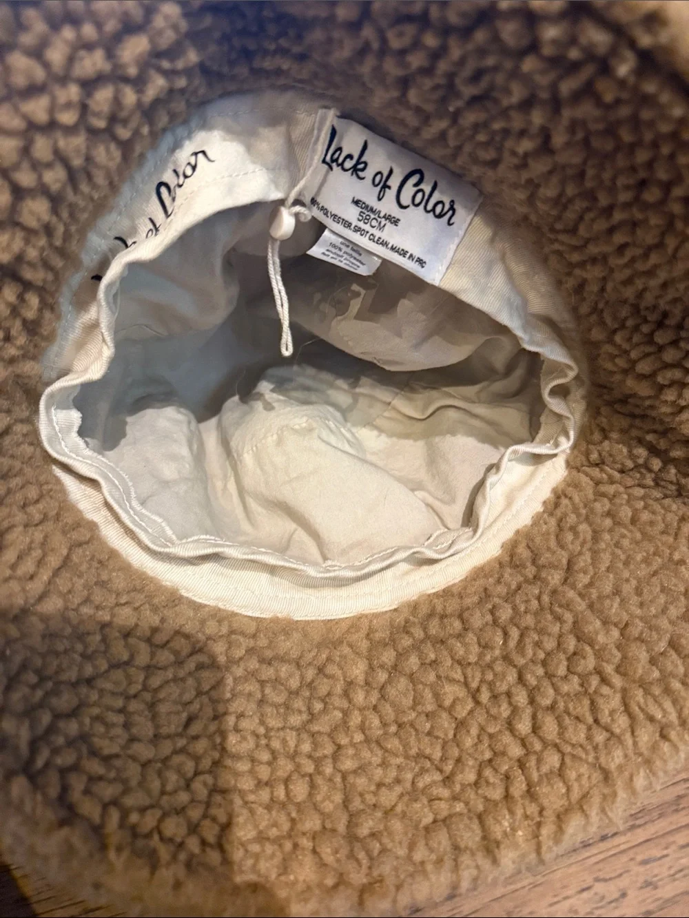 Lack Of Color Teddy Fleece Bucket Hat in Camel